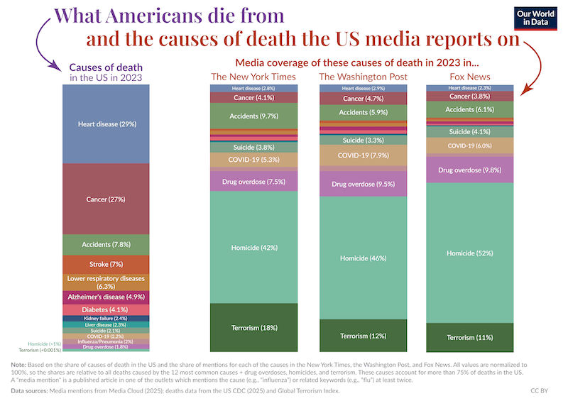 What Americas die from and the causes of death the US media reporst on